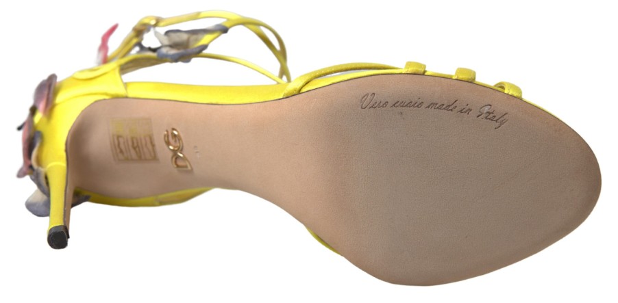 Women Dolce & Gabbana Women'S Sandals | Dolce & Gabbana Yellow Keira Butterfly Appliques Sandals