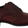 Men Dolce & Gabbana Men'S Formal | Dolce & Gabbana Bordeaux Leather Oxford Wingtip Formal Shoes