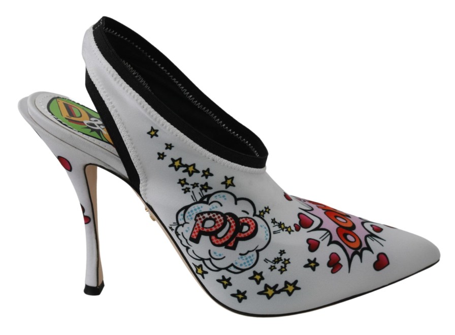 Women Dolce & Gabbana Women'S Pumps | Dolce & Gabbana White Wow Neoprene Stretch Pumps Shoes