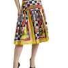 Women Dolce & Gabbana Women'S Skirts | Dolce & Gabbana Multicolor Carretto Lemon High Waist A-Line Skirt