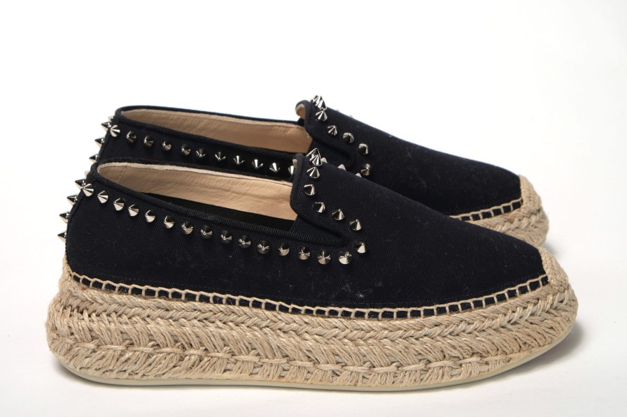 Women Christian Louboutin Women'S Platforms & Wedges | Christian Louboutin Obscur Black Platform Espadrille Espadrille Shoes