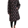 Women Dolce & Gabbana Women'S Jackets & Coats | Dolce & Gabbana Black Floral Collared Trench Coat Jacket