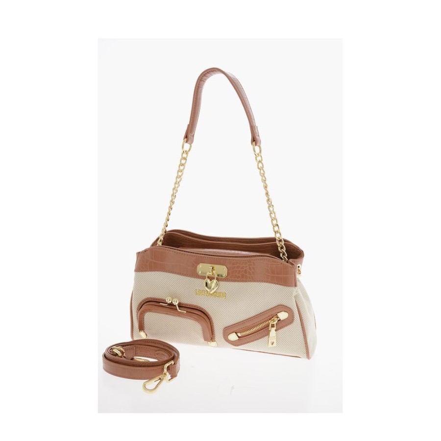 Women Love Moschino Women'S Crossbody Bags | Love Moschino Chic Canvas & Faux Leather Shoulder Bag