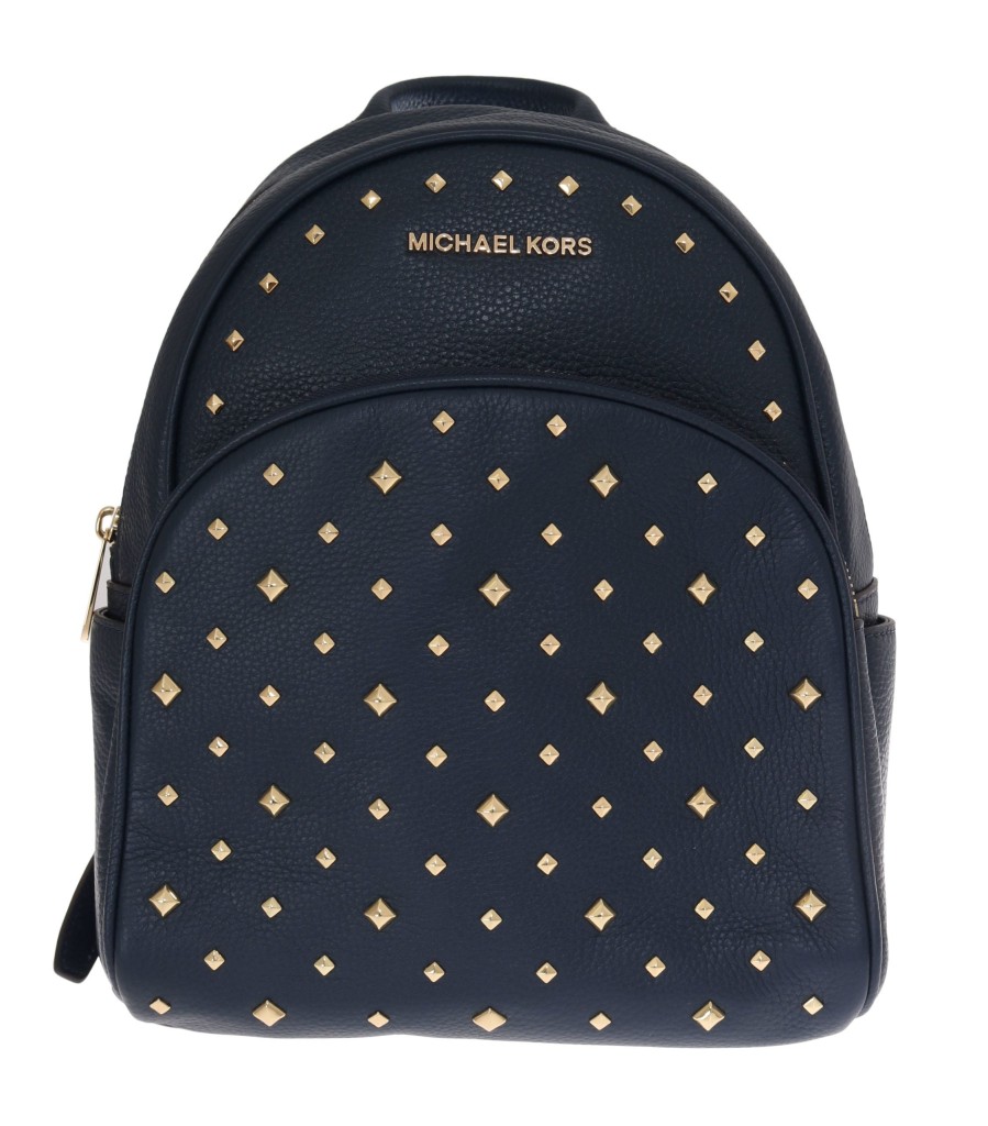 Women Michael Kors Women Backpacks | Michael Kors Navy Blue Abbey Leather Backpack Bag