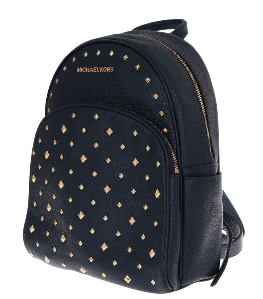 Women Michael Kors Women Backpacks | Michael Kors Navy Blue Abbey Leather Backpack Bag