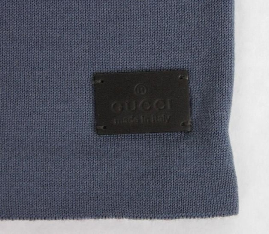 Men Gucci Men'S Hats & Caps | Gucci Unisex Burgundy Blue Wool Beanie Medium Knit Cap