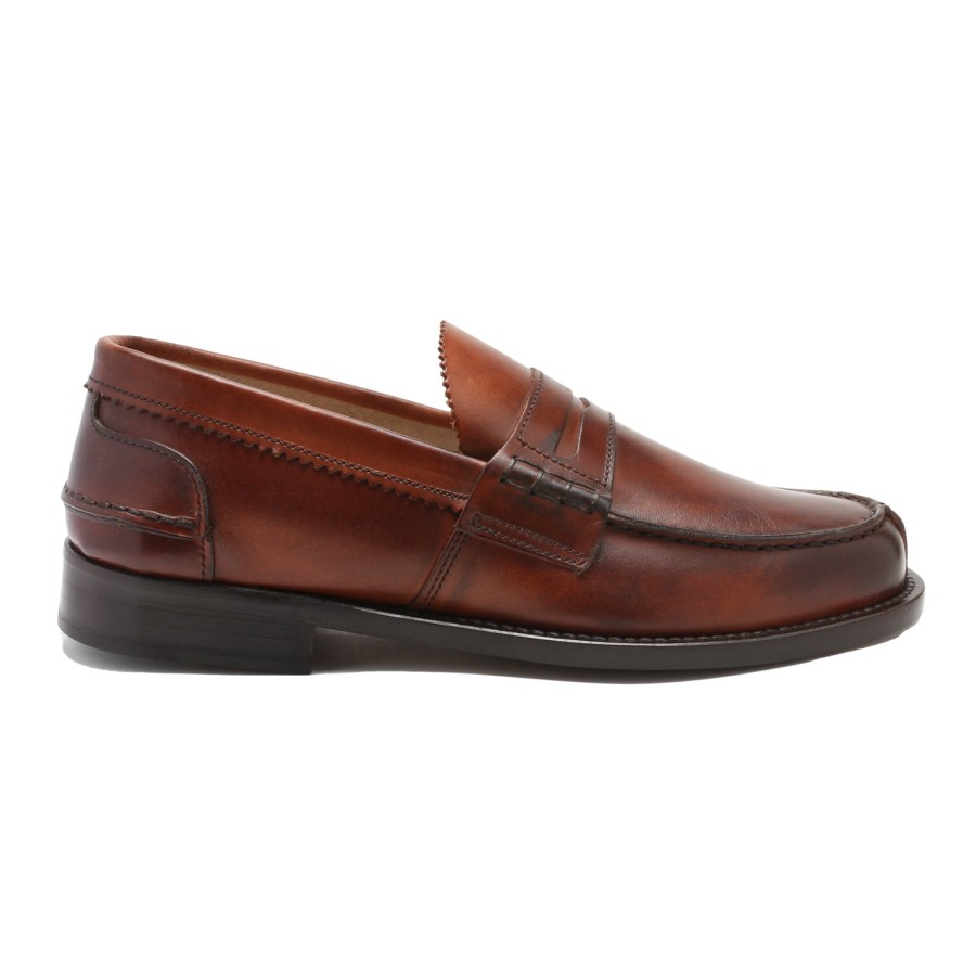 Men Saxone of Scotland Men'S Loafers | Saxone Of Scotland Natural Calf Leather Mens Loafers Shoes