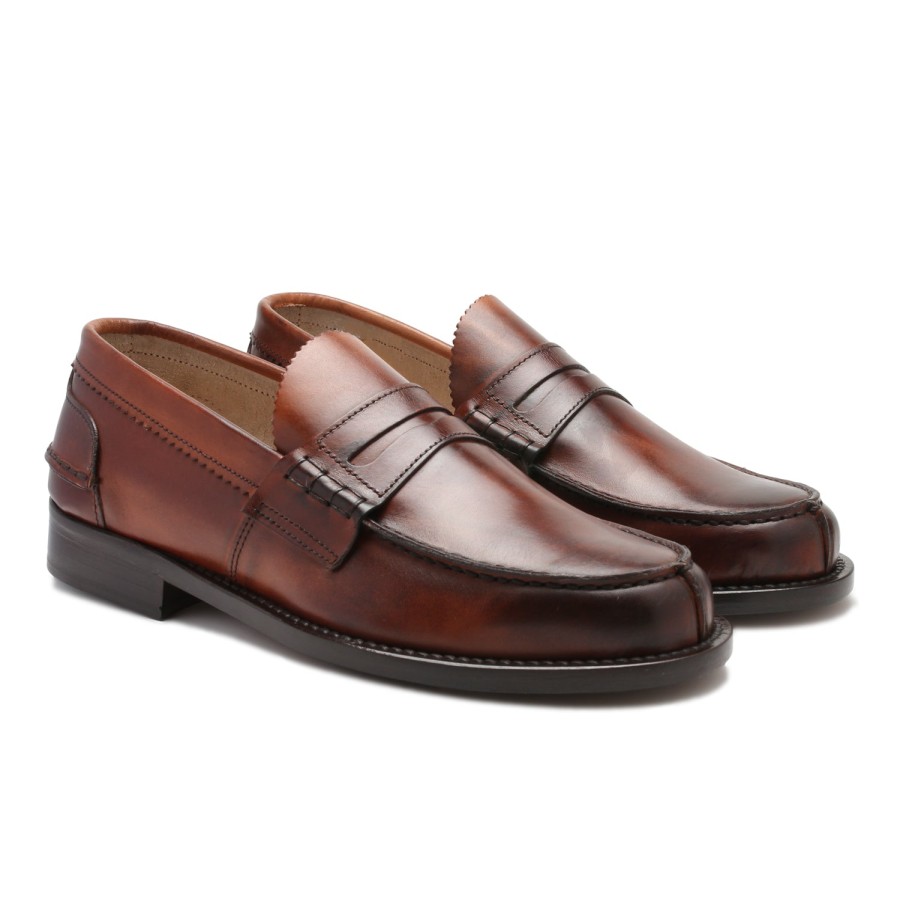 Men Saxone of Scotland Men'S Loafers | Saxone Of Scotland Natural Calf Leather Mens Loafers Shoes