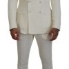 Men Dolce & Gabbana Men'S Suits | Dolce & Gabbana White Double Breasted 2 Piece Taormina Suit