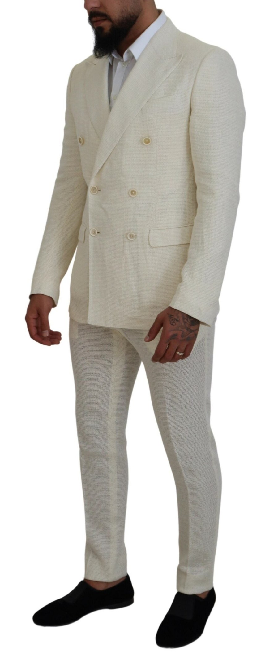 Men Dolce & Gabbana Men'S Suits | Dolce & Gabbana White Double Breasted 2 Piece Taormina Suit