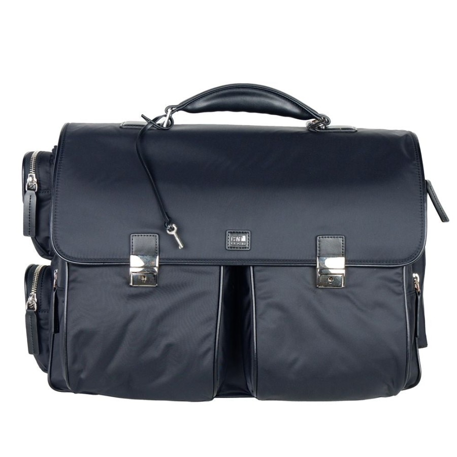 Men Cavalli Class Men'S Briefcases | Cavalli Class Black Nylon Briefcase