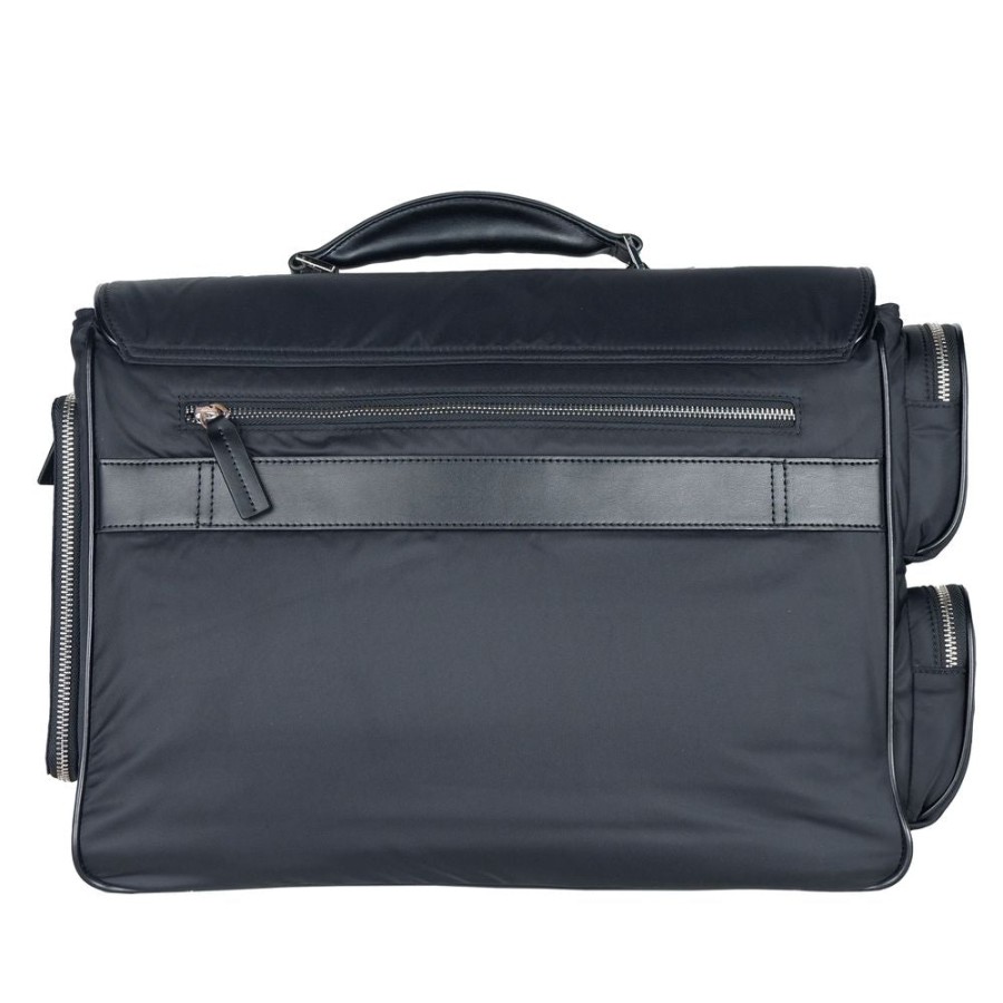 Men Cavalli Class Men'S Briefcases | Cavalli Class Black Nylon Briefcase