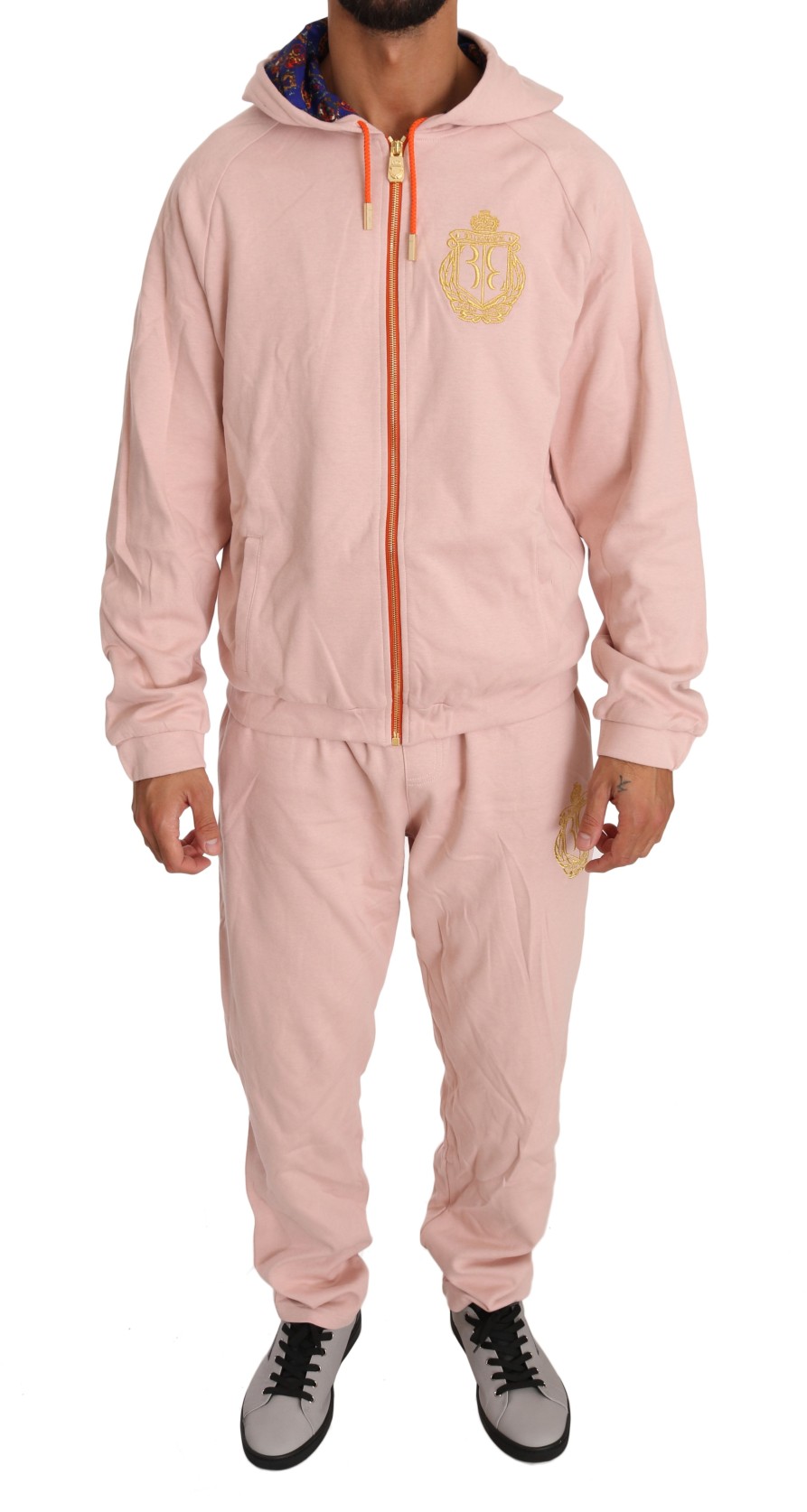 Men Billionaire Italian Couture Men'S Sweatsuit | Billionaire Italian Couture Pink Cotton Sweater Pants Tracksuit - Genuine Authentic Brand Llc