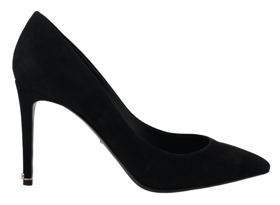 Women Dolce & Gabbana Women'S Pumps | Dolce & Gabbana Black Suede High Heels Pumps Classic Shoes