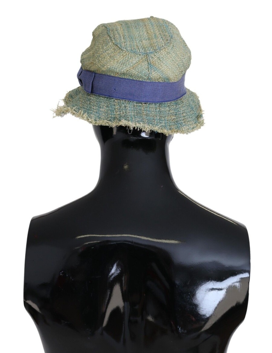 Women Dolce & Gabbana Women'S Hats | Dolce & Gabbana Multicolor Cotton Straw Bucket Hat