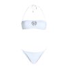 Women Philipp Plein Women'S Swimwear | Philipp Plein Bandeau Bikini In White With Crystal Logo