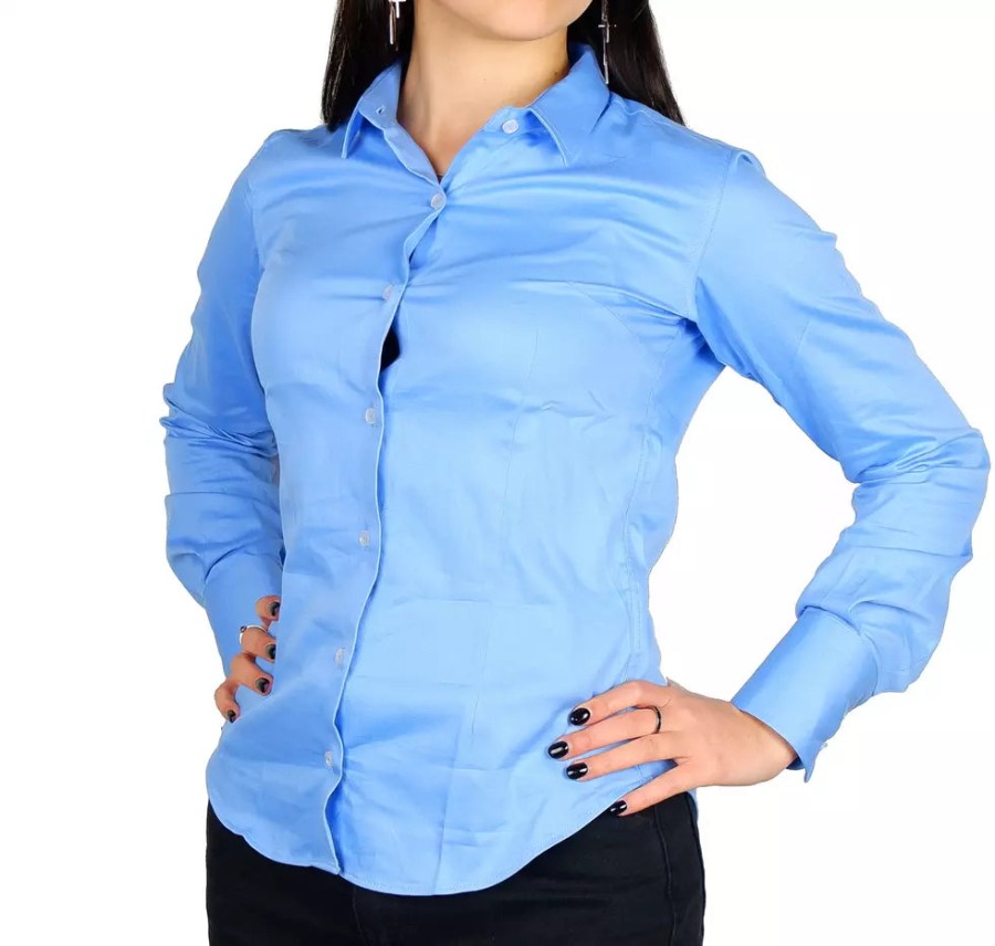 Women Made in Italy Women'S Shirts | Made In Italy Sleek Milano Satin Button-Up Shirt