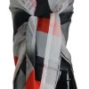 Women Costume National Women'S Scarves | Costume National Gray Red Shawl Foulard Wrap Scarf