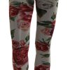 Women Dolce & Gabbana Women'S Tights And Socks | Dolce & Gabbana White Floral Print Stockings Nylon Tights