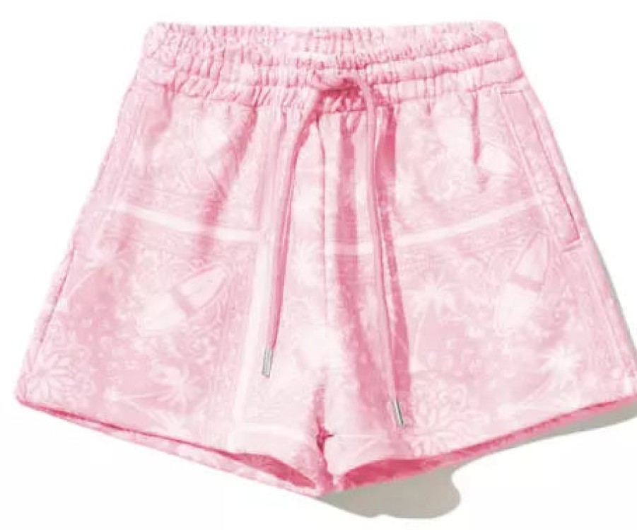 Women Comme Des Fuckdown Women'S Shorts | Comme Des Fuckdown Abstract Pink Cotton Shorts With Logo Detail