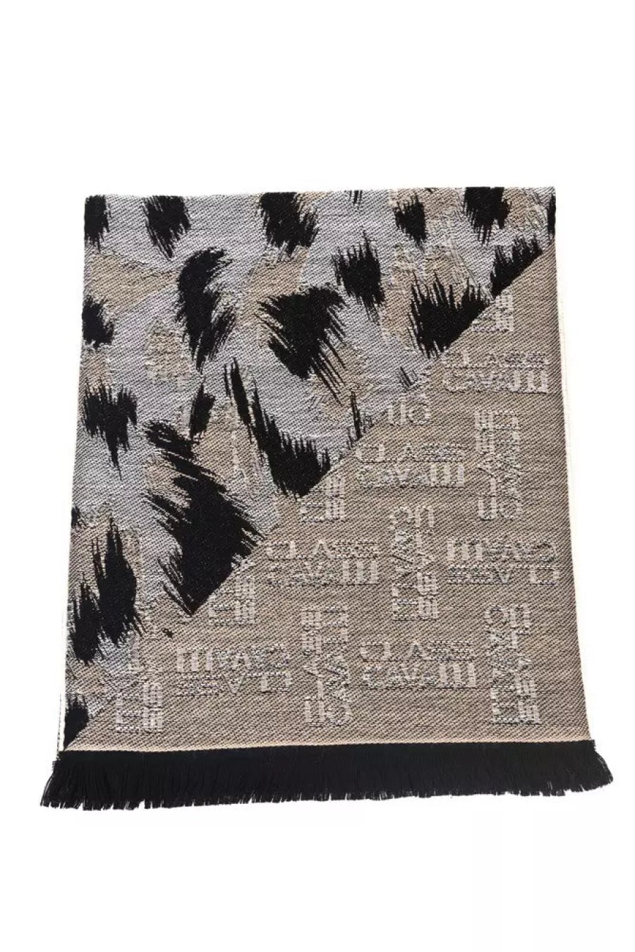 Men Cavalli Class Men'S Scarves | Cavalli Class Animalier Fantasy Logo Scarf - Beige Elegance