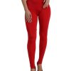 Women Dolce & Gabbana Women'S Pants & Jeans | Dolce & Gabbana Red Nylon Stretch Slim Leggings Pants