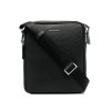 Men Baldinini Trend Men'S Messenger Bags | Baldinini Trend Sleek Black Leather Double Zip Messenger Bag