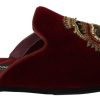 Men Dolce & Gabbana Men'S Slide Sandals | Dolce & Gabbana Red Velvet Sacred Heart Embroidery Slides Shoes