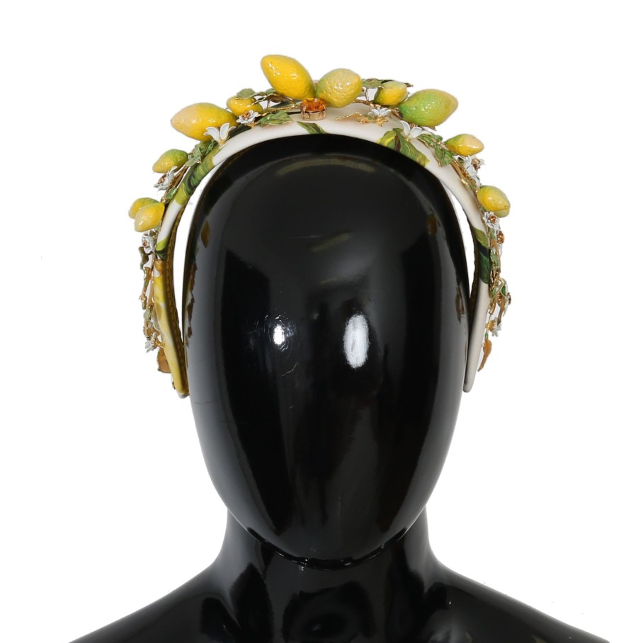 Women Dolce & Gabbana Women'S Headbands | Dolce & Gabbana Yellow Lemons Sicily Crystal Diadem Tiara Headband