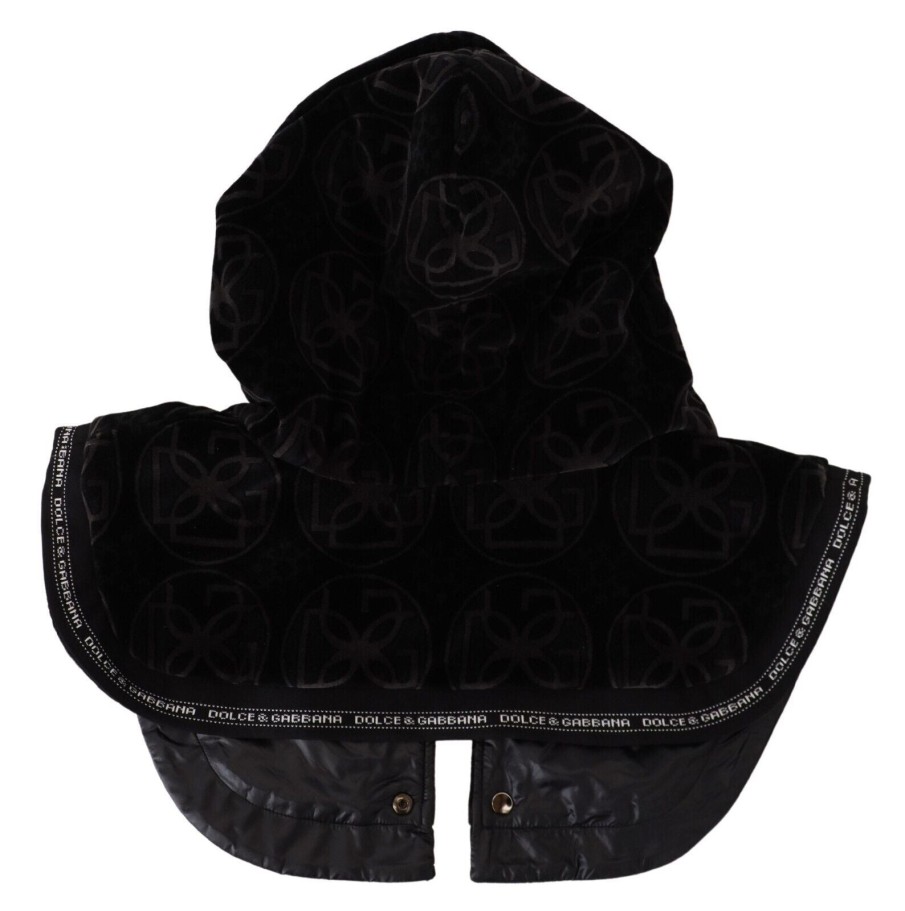 Men Dolce & Gabbana Men'S Hats & Caps | Dolce & Gabbana Black Logo Whole Head Wrap One Size Cotton Hat