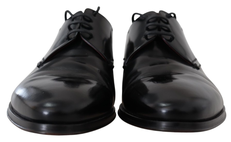 Men Dolce & Gabbana Men'S Formal | Dolce & Gabbana Black Leather Lace Up Men Dress Derby Shoes