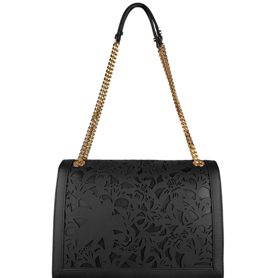 Women Baldinini Trend Women'S Crossbody Bags | Baldinini Trend Floral Laser-Cut Calfskin Shoulder Bag