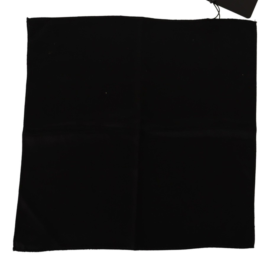 Men Dolce & Gabbana Men'S Handkerchief | Dolce & Gabbana Black 100% Silk Square Handkerchief Scarf