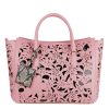 Women Baldinini Trend Women'S Handbags | Baldinini Trend Floral Laser-Cut Calfskin Handbag In Pink