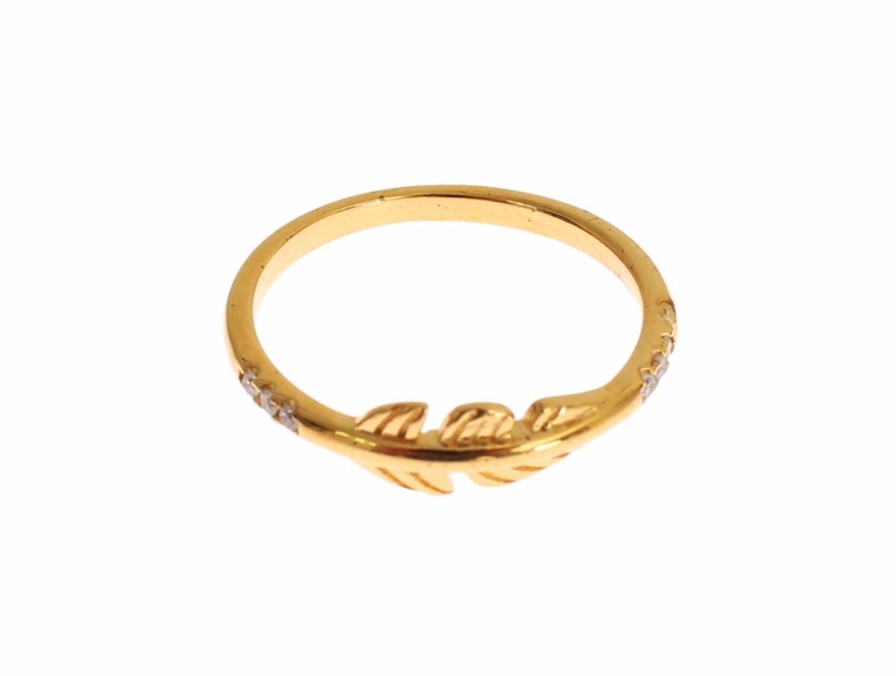 Women Nialaya Women'S Rings | Nialaya Gold Clear Cz 925 Silver Ring