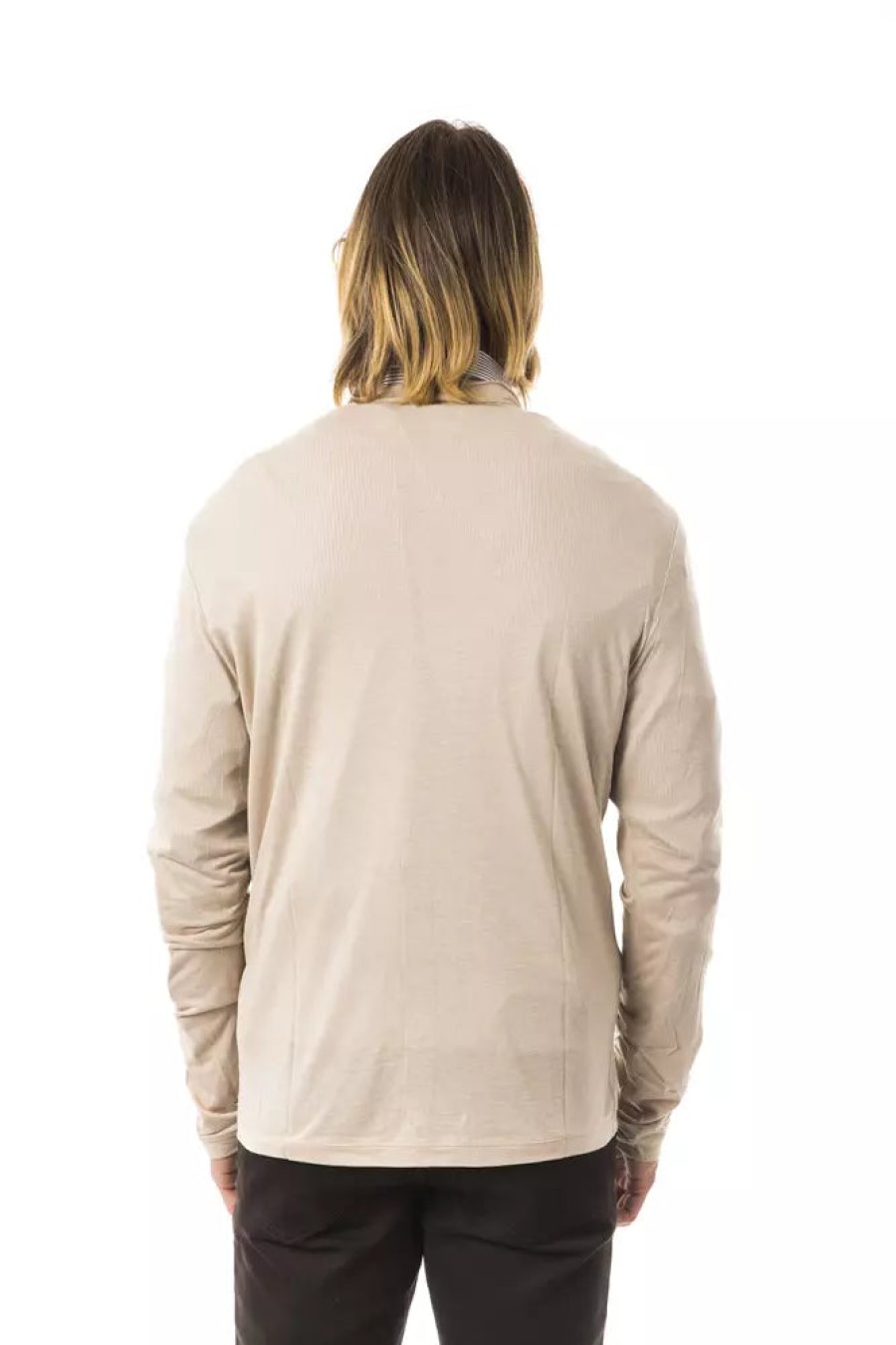 Men BYBLOS Men'S Cardigans | Byblos Elegant Beige Long Sleeve Cardigan