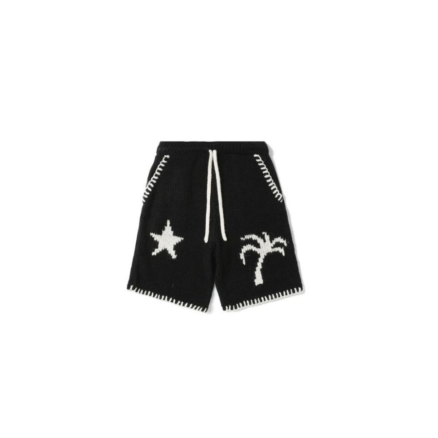 Men Palm Angels Men'S Shorts | Palm Angels Iconic Wool Blend Oversized Shorts In Black