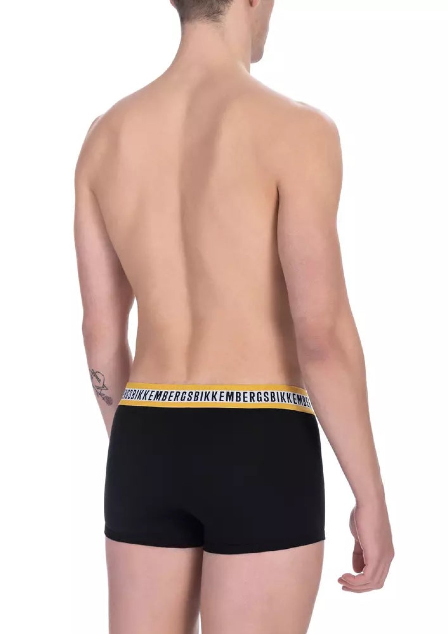 Men Bikkembergs Men'S Underwear | Bikkembergs Elegant Black Bi-Pack Trunks For Men