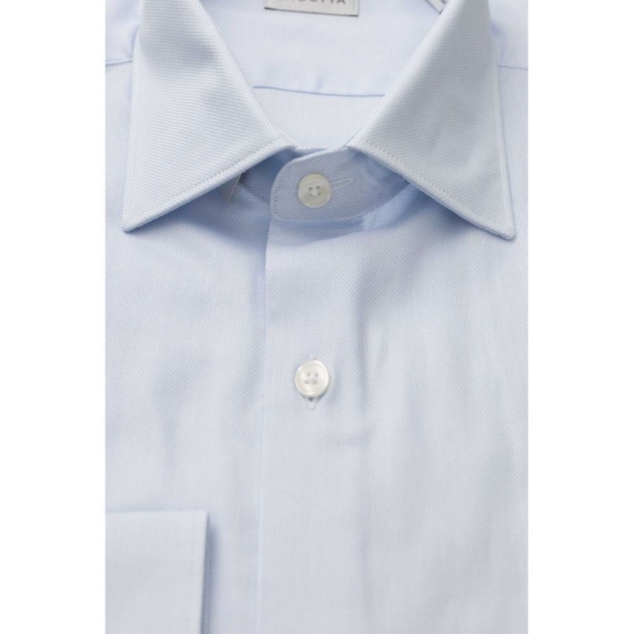 Men Bagutta Men'S Shirts | Bagutta Chic Light Blue French Collar Shirt