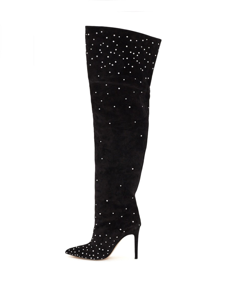 Women Paris Texas Women'S Boots | Paris Texas Over The Knee Black Suede Boots