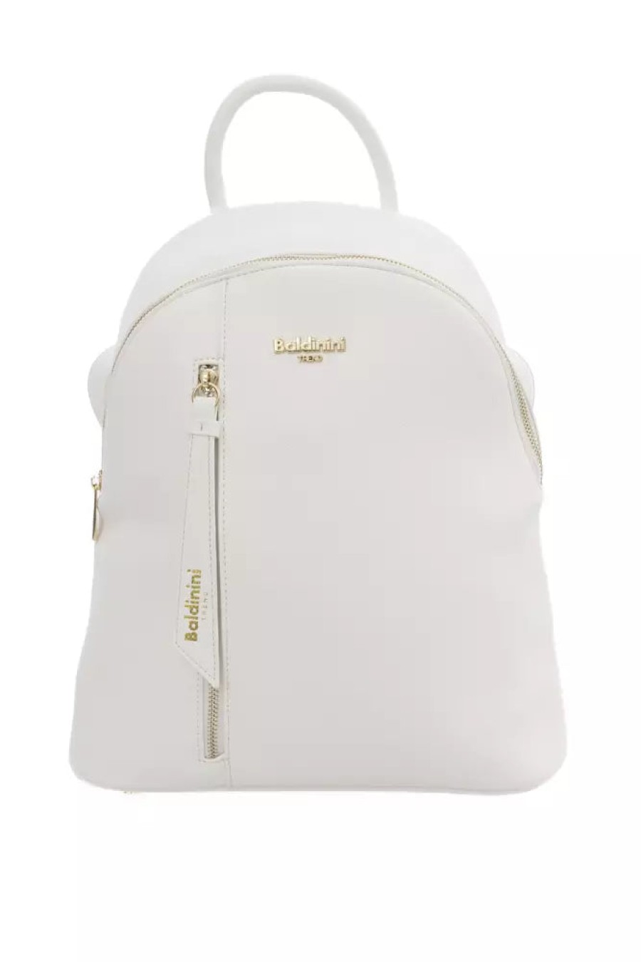 Women Baldinini Trend Women Backpacks | Baldinini Trend Chic White Golden Detail Backpack