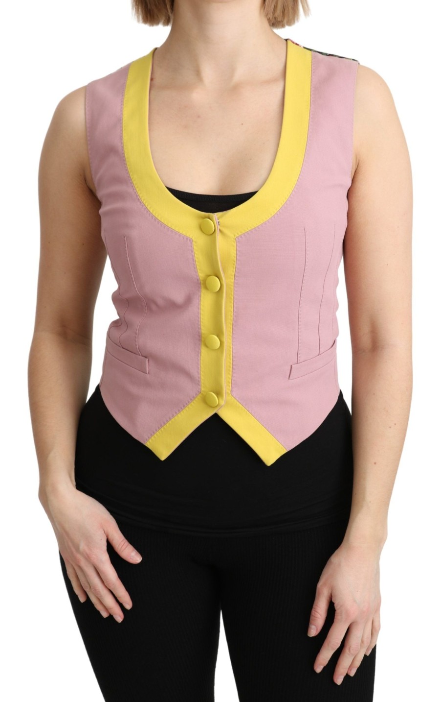 Women Dolce & Gabbana Women'S Vest | Dolce & Gabbana Pink Sleeveless Waistcoat Vest Cotton Top