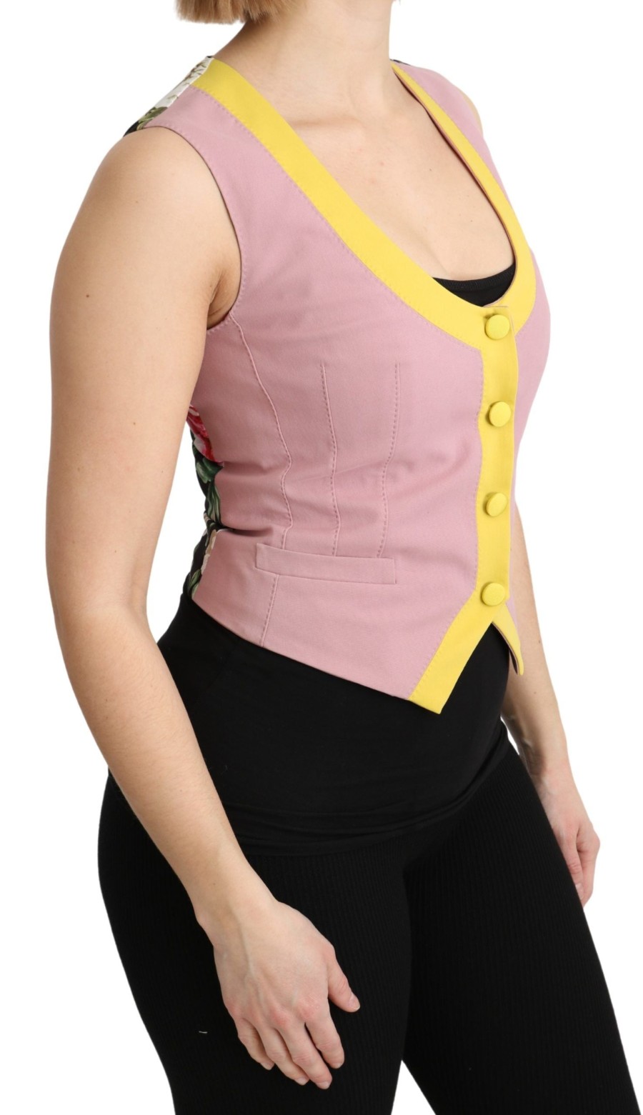 Women Dolce & Gabbana Women'S Vest | Dolce & Gabbana Pink Sleeveless Waistcoat Vest Cotton Top