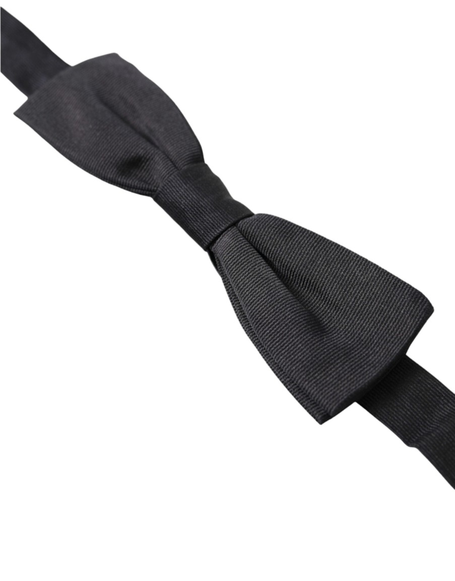 Men Dolce & Gabbana Men'S Ties & Bowties | Dolce & Gabbana Black Silk Adjustable Neck Men Papillon Bow Tie