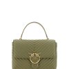 Women PINKO Women'S Handbags | Pinko Green Calf Leather Love Lady Handbag