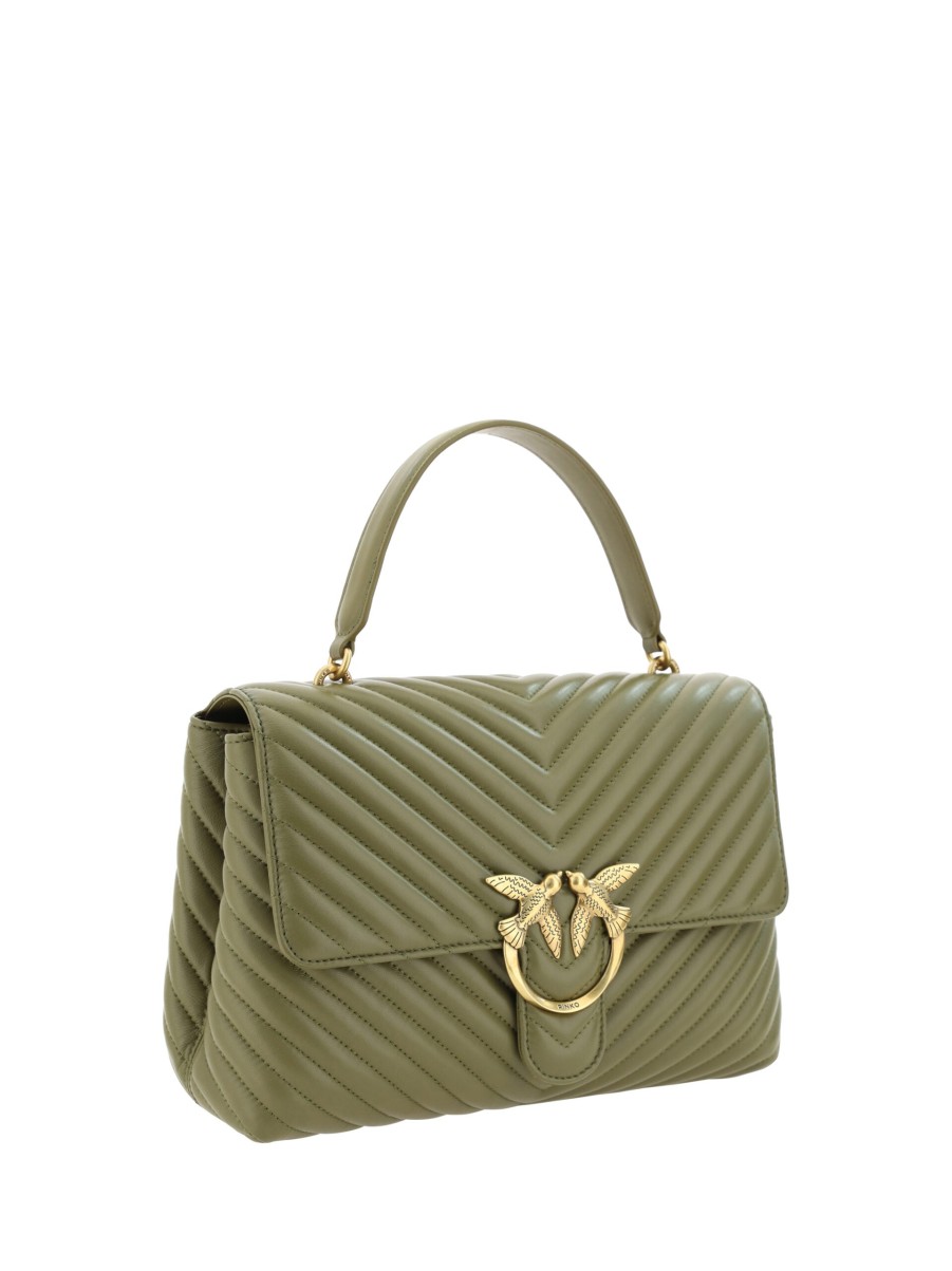 Women PINKO Women'S Handbags | Pinko Green Calf Leather Love Lady Handbag