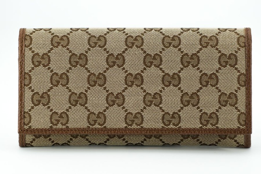 Women Gucci Women'S Wallets | Gucci Brown & Beige Dollar Gg Wallet