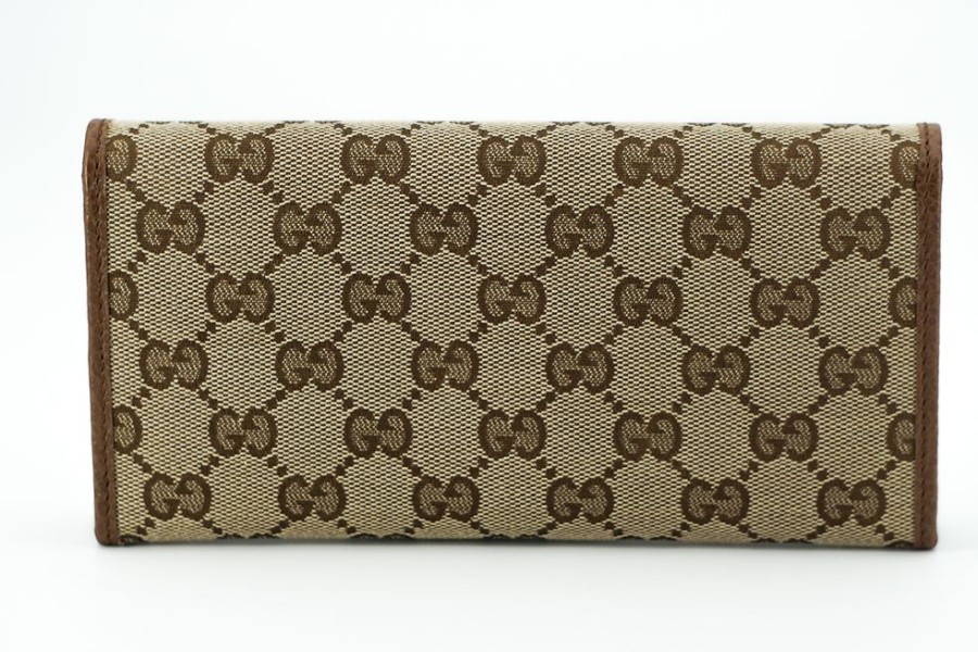 Women Gucci Women'S Wallets | Gucci Brown & Beige Dollar Gg Wallet