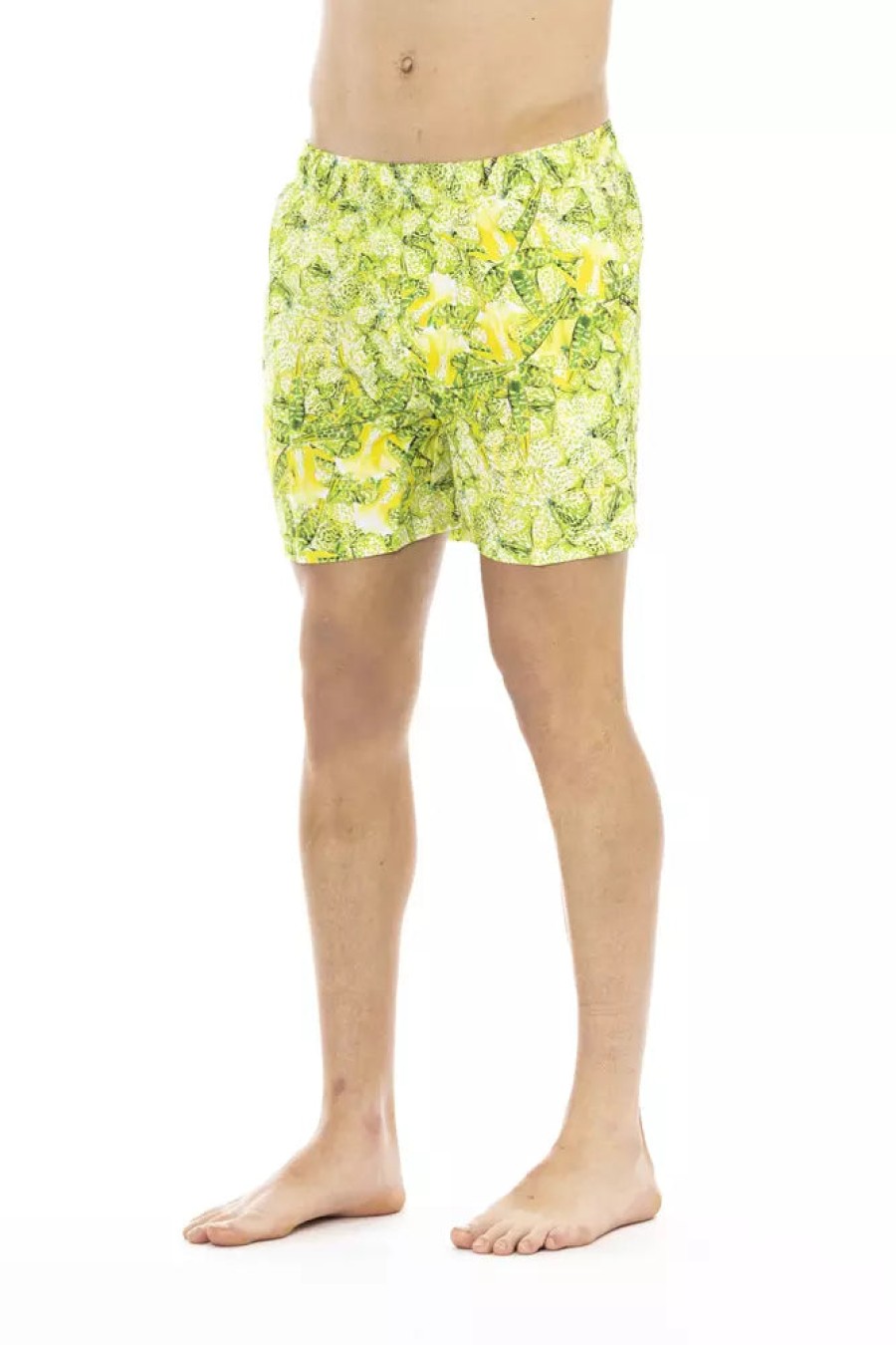 Men Just Cavalli Men'S Swimwear | Just Cavalli Vibrant Green Beach Shorts With Exquisite Print