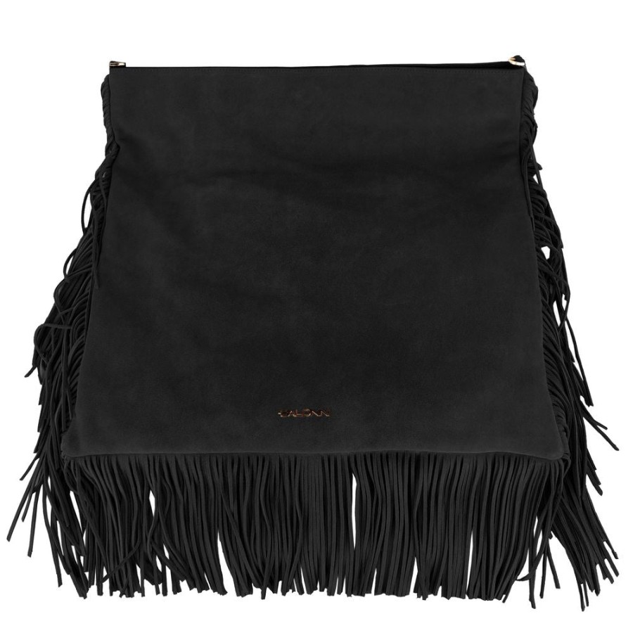 Women Baldinini Trend Women'S Crossbody Bags | Baldinini Trend Elegant Suede Calfskin Fringe Shoulder Bag